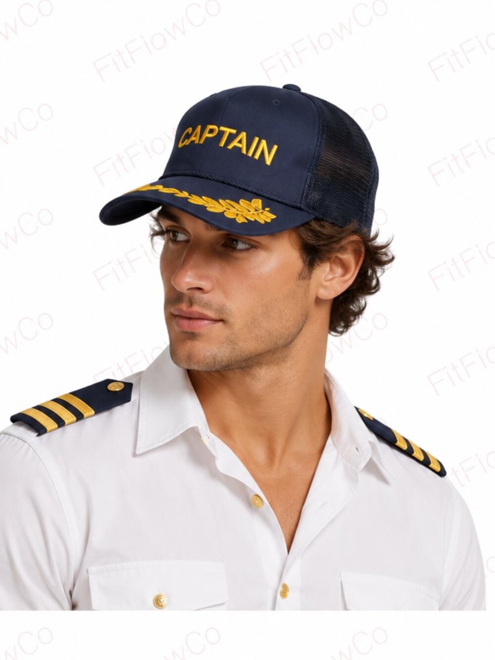 DPC Captain Hat Navy Gold Men’s Sailor Boat Halloween Costume Cap Adjustable